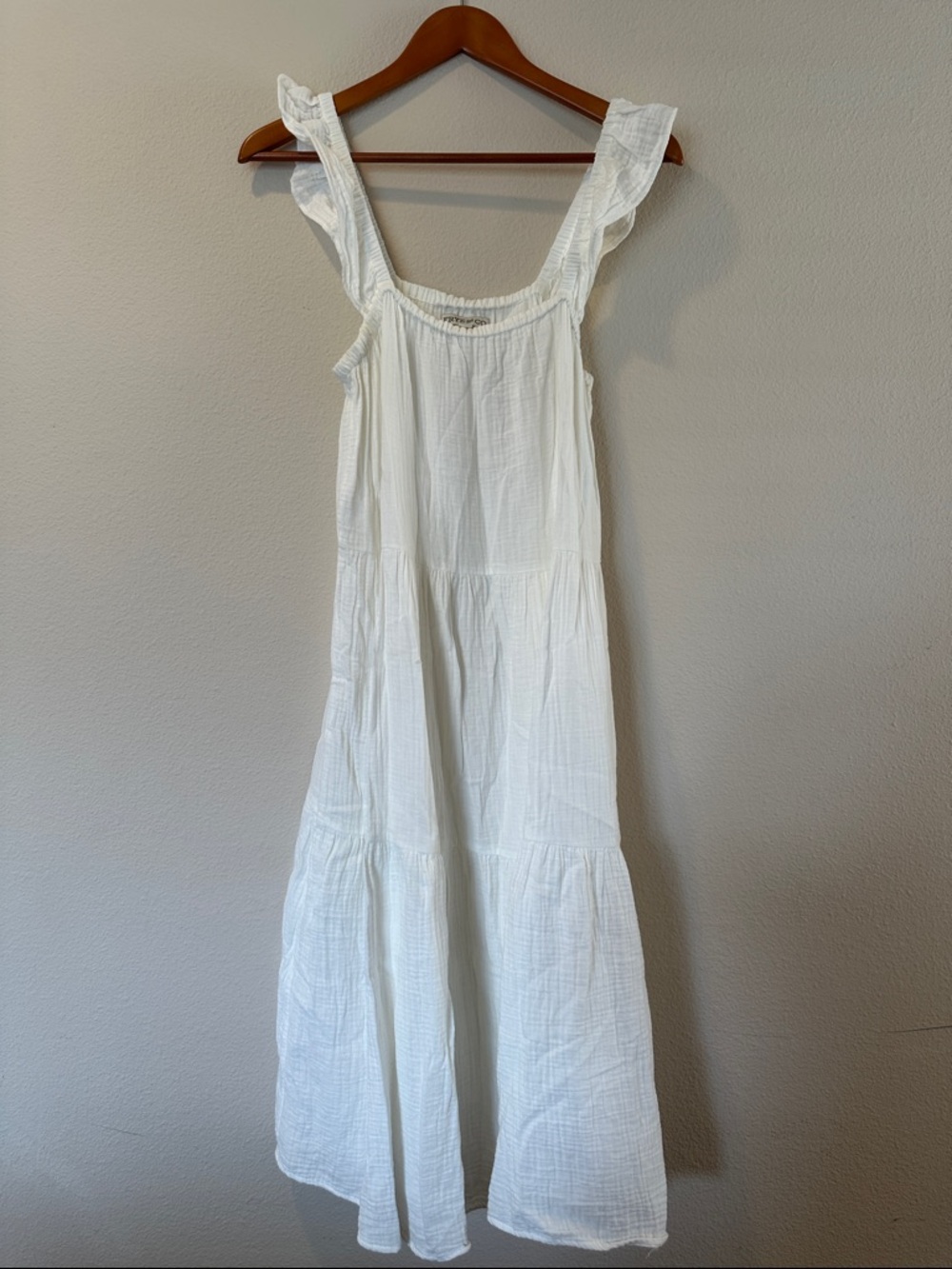Frye and Co. White Ruffled Strap Summer Maxi Dress